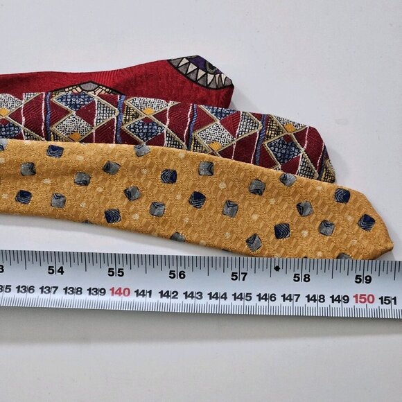 Robert Talbott Silk Tie Lot of 3 Multicolor Geo Hand Fan Designer USA Italy Boho - Picture 5 of 16